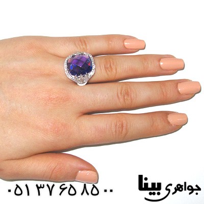 انگشتر ابسیدین آبی تیره زنانه طرح ایفل