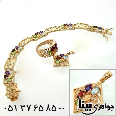 سرویس چند جواهر زنانه یاقوت و زبرجد آمتیست