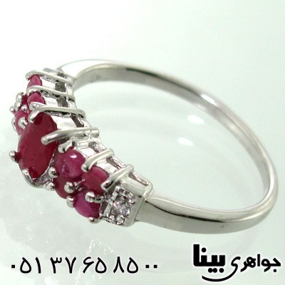 انگشتر یاقوت سرخ زنانه ترکیبی دو ردیفی