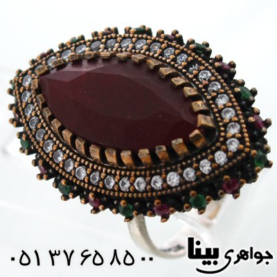 انگشتر نقره زنانه لوزی دندانه دار درشت