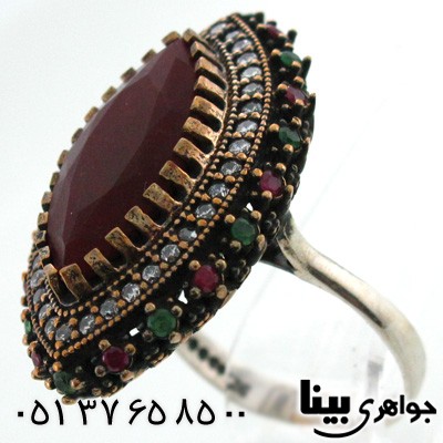 انگشتر نقره زنانه لوزی دندانه دار درشت