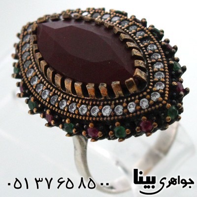 انگشتر نقره زنانه لوزی دندانه دار درشت