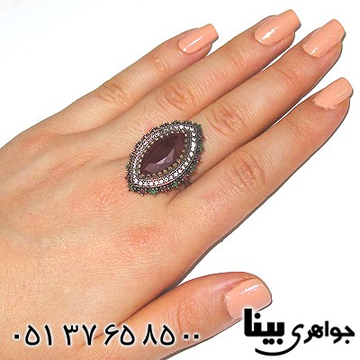 انگشتر نقره زنانه لوزی دندانه دار درشت