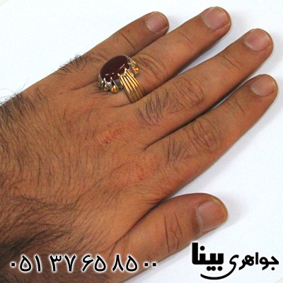 انگشتر عقیق یمنی مردانه فاخر رکاب اشکی