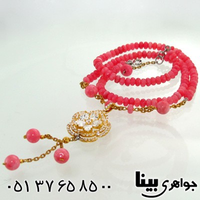 سینه ریز جید صورتی زنانه طرح زیر خاکی گل برجسته