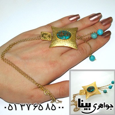 گردنبند فیروزه نیشابوری زنانه طرح زیر خاکی درشت هخامنشی