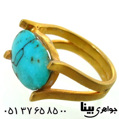 انگشتر فیروزه نیشابوری زنانه طرح زیر خاکی صفوی درشت