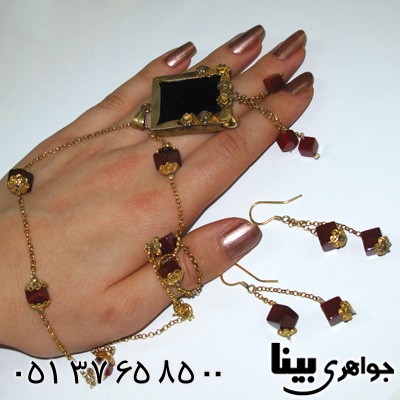 سرویس عقیق قرمز زنانه طرح زیر خاکی درشت سوسن