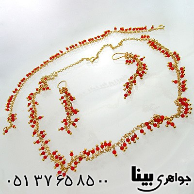 سرویس عقیق قرمز زنانه طرح زیر خاکی یاس