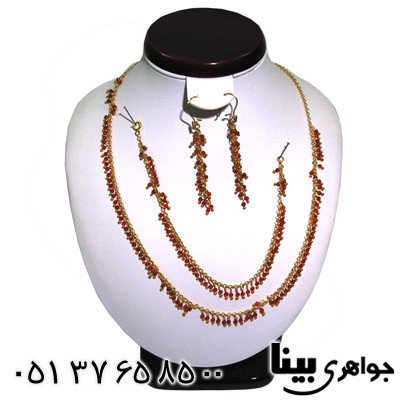 سرویس عقیق قرمز زنانه طرح زیر خاکی یاس