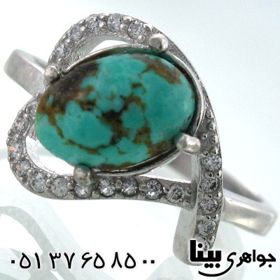 انگشتر فیروزه نیشابوری زنانه طرح قلبی