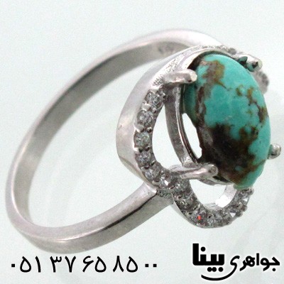 انگشتر فیروزه نیشابوری زنانه طرح قلبی