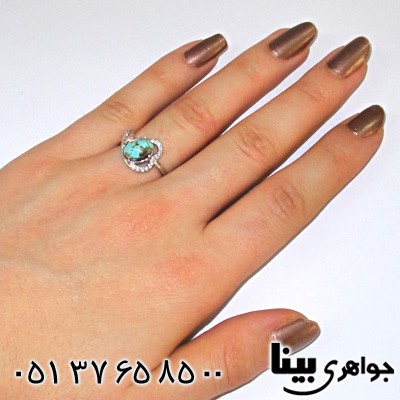 انگشتر فیروزه نیشابوری زنانه طرح قلبی