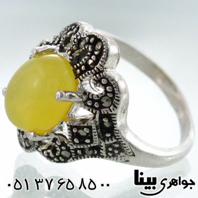 انگشتر عقیق شرف الشمس زنانه طرح سوسن