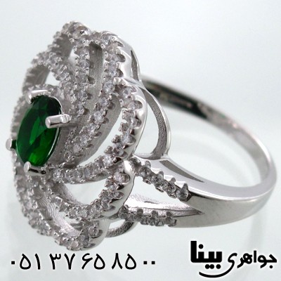انگشتر ابسیدین سبز زنانه گل میخک درشت