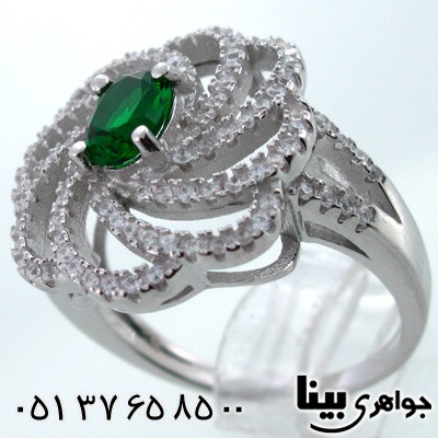 انگشتر ابسیدین سبز زنانه گل میخک درشت