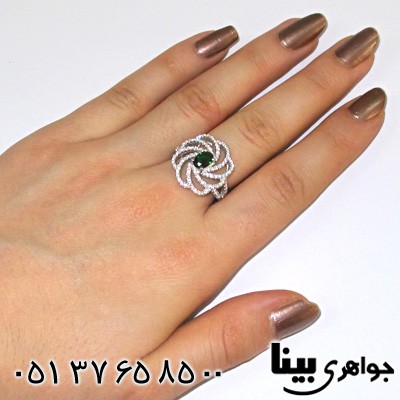 انگشتر ابسیدین سبز زنانه گل میخک درشت