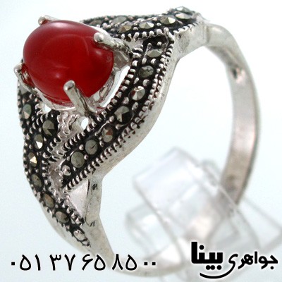 انگشتر عقیق قرمز زنانه طرح موج