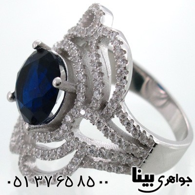 انگشتر ابسیدین آبی زنانه درشت طرح سارا