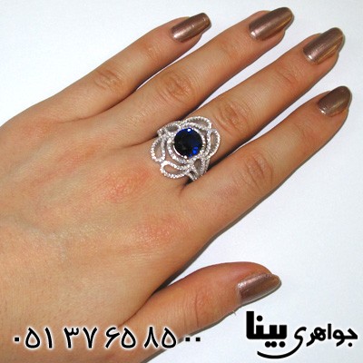 انگشتر ابسیدین آبی زنانه درشت طرح سارا