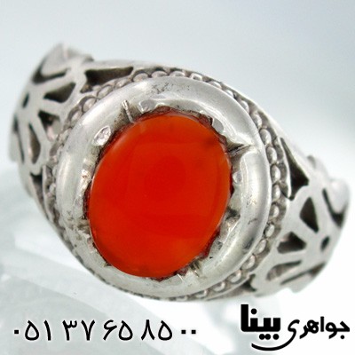 انگشتر عقیق یمنی خوشرنگ مردانه شبکه کاری