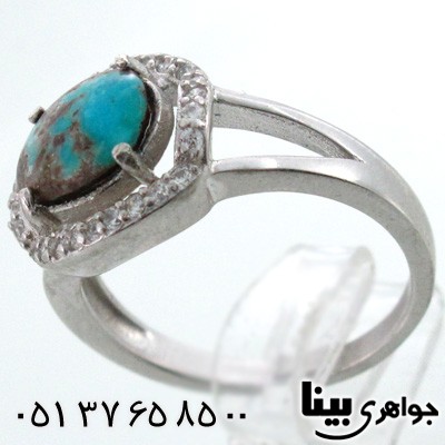 انگشتر فیروزه نیشابوری شجری زنانه بیضی