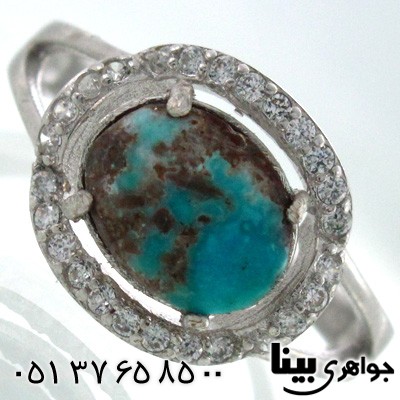 انگشتر فیروزه نیشابوری شجری زنانه بیضی