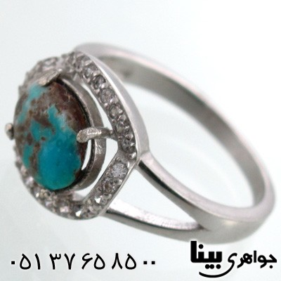 انگشتر فیروزه نیشابوری شجری زنانه بیضی