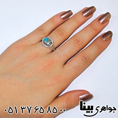 انگشتر فیروزه نیشابوری شجری زنانه بیضی