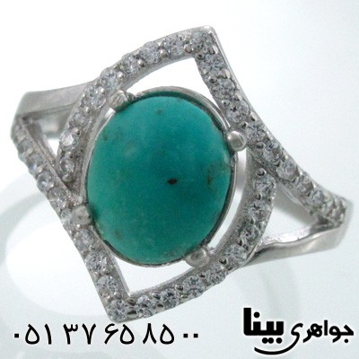 انگشتر فیروزه نیشابوری زنانه طرح چشم