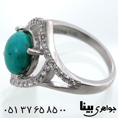 انگشتر فیروزه نیشابوری زنانه طرح چشم