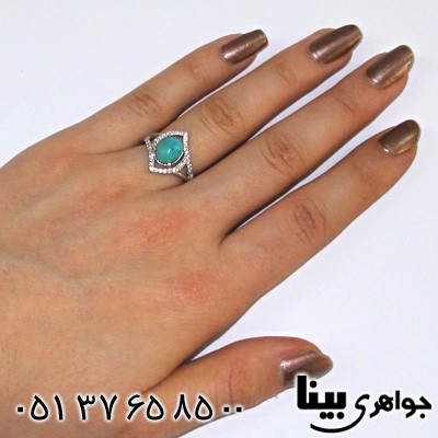 انگشتر فیروزه نیشابوری زنانه طرح چشم