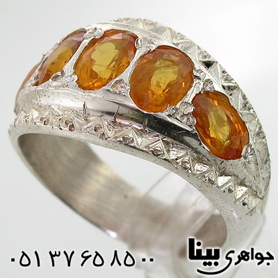 انگشتر یاقوت زرد مردانه پنج نگین فاخر درشت