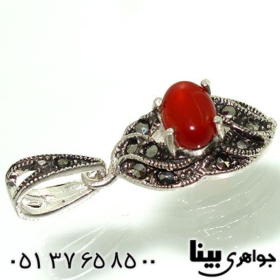 گردنبند عقیق قرمز زنانه طرح سوسن