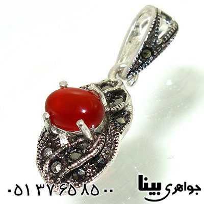 گردنبند عقیق قرمز زنانه طرح سوسن