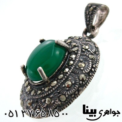 گردنبند عقیق سبز زنانه بیضی