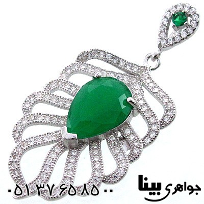 گردنبند ابسیدین سبز زنانه طرح طاووس درشت