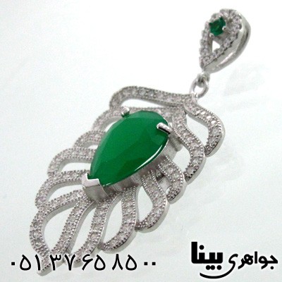 گردنبند ابسیدین سبز زنانه طرح طاووس درشت