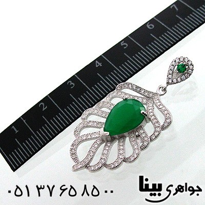 گردنبند ابسیدین سبز زنانه طرح طاووس درشت