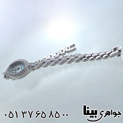 ساعت نقره زنانه مجلسی بیضی