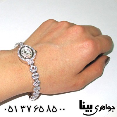 ساعت نقره زنانه مجلسی بیضی