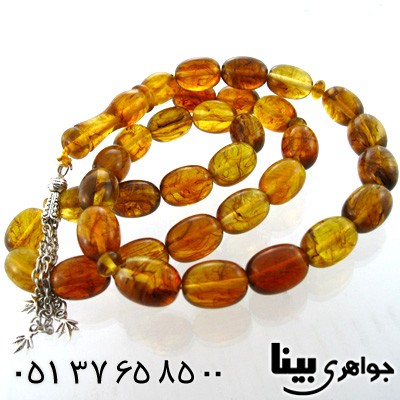 تسبیح کهربا پودری طرح درخت درشت