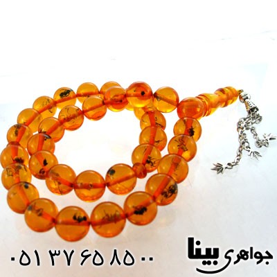 تسبیح کهربا پودری حشره ای دانه گرد درشت