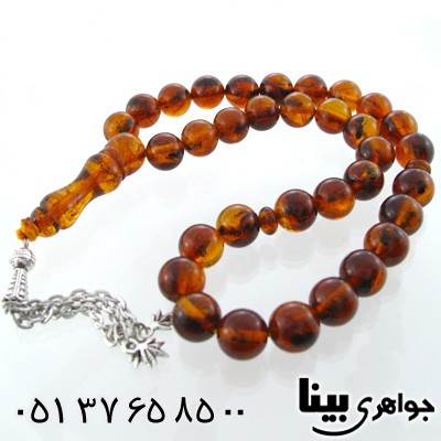 تسبیح کهربا پودری 33 دانه گرد