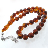 تسبیح کهربا پودری 33 دانه گرد