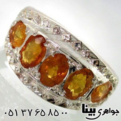 انگشتر یاقوت زرد مردانه پنج نگین