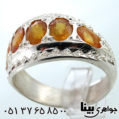 انگشتر یاقوت زرد مردانه پنج نگین