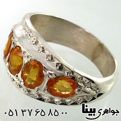 انگشتر یاقوت زرد مردانه پنج نگین