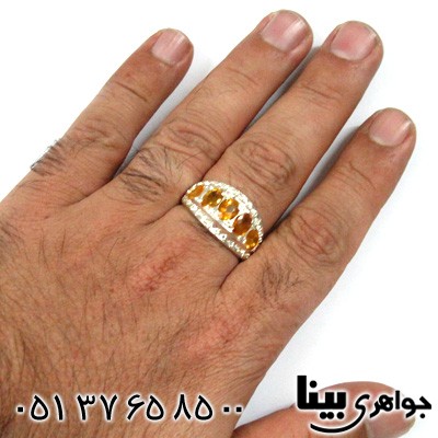 انگشتر یاقوت زرد مردانه پنج نگین