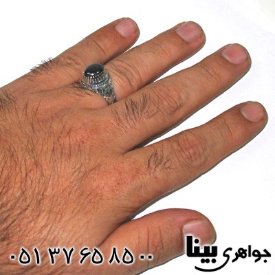 انگشتر حدید بیضی مردانه با حکاکی دعای هفت جلاله
